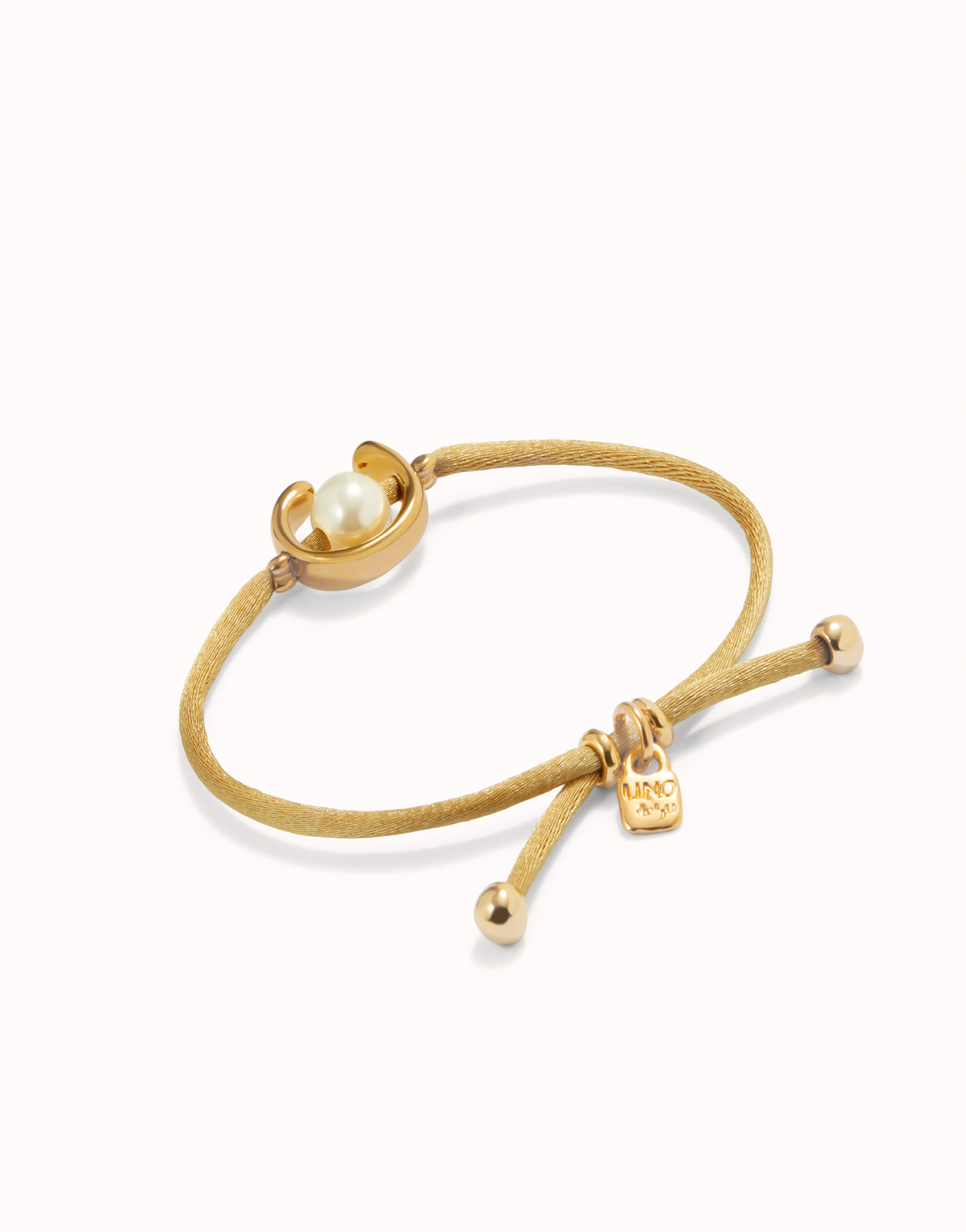 18K gold-plated camel thread bracelet with shell pearl accessory., Golden, large image number null